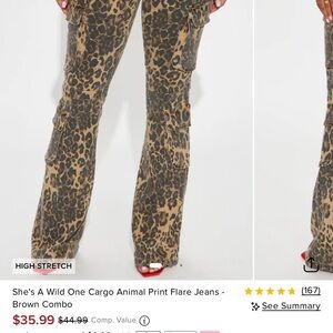 Fashion Nova Brown Animal Print Flare Jeans